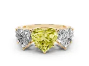Heart-Shaped Three Stone Engagement Ring Setting for a Fancy Yellow Lab-Grown Diamond | Beaded Shoulders | Yellow Gold