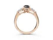 Pear-Shaped Three-Stone Engagement Ring Setting for a Black Center | Pear Side Stones | Rose Gold