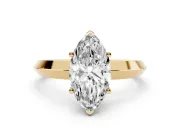 Marquise Cut Diamond Solitaire Engagement Ring Set in Yellow gold with Flat Band and Prong Setting