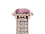 Radiant Cut Pavé Engagement Ring Setting for a Fancy Pink Lab-Grown Diamond | Wide Three-Row Band | Rose Gold