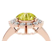 Round Scalloped Cluster Halo Engagement Ring Setting for a Fancy Yellow Lab-Grown Diamond | Plain Band | Rose Gold