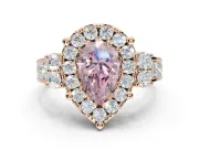 Pear-Shaped Halo Engagement Ring Setting for a Fancy Pink Lab-Grown Diamond | Graduated Channel Band | Rose Gold