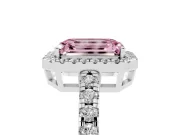 Emerald Cut Halo Engagement Ring Setting for a Fancy Pink Lab-Grown Diamond | Graduated Pavé Band | White Gold