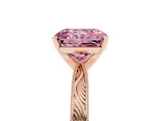 Fancy Pink Radiant Cut Diamond Solitaire Milgrain Engraved Band Set in Rose gold with Prong Setting