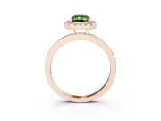 Emerald Cut Thin Halo Engagement Ring Setting for a Fancy Green Lab-Grown Diamond | Plain Polished Band | Rose Gold