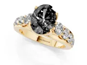 Oval Graduated Engagement Ring Setting for a Black Center | Yellow Gold