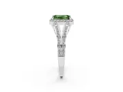 Emerald Cut Split Shank Halo Engagement Ring Setting for a Fancy Green Lab-Grown Diamond | Platinum