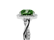 Cushion Cut Twist Halo Engagement Ring Setting for a Fancy Green Lab-Grown Diamond | Platinum