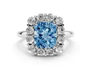 Radiant Cut Cluster Halo Engagement Ring Setting for a Fancy Blue Lab-Grown Diamond | Large Round Accents | Platinum