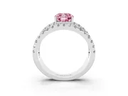 Cushion Cut Wide Open Split Shank Engagement Ring Setting for a Fancy Pink Lab-Grown Diamond | Pavé Strands | White Gold