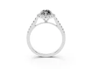 Marquise Halo Engagement Ring Setting for a Black Center | Pavé Shoulders | Platinum