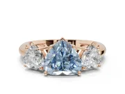 Heart-Shaped Three Stone Engagement Ring Setting for a Fancy Blue Lab-Grown Diamond | Plain Band | Rose Gold