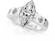 Marquise Tension Style Engagement Ring Setting | Flush Set Accents | Platinum