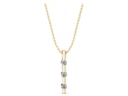 Round Lab-Grown Diamond Three-Stone Vertical Bar Pendant Necklace | Evenly Spaced | Yellow Gold
