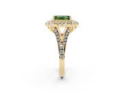 Emerald Cut Halo Split Shank Engagement Ring Setting for a Fancy Green Lab-Grown Diamond | Yellow Gold