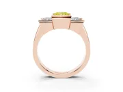 Radiant Cut Channel-Set Three Stone Engagement Ring Setting for a Fancy Yellow Lab-Grown Diamond | Rose Gold
