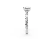 Asscher Cut Shared Prong Engagement Ring Setting | Two-Row Band | Platinum