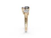 Heart-Shaped 3 Stone Engagement Ring Setting for a Black Center | Yellow Gold