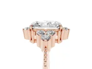 Radiant Cut Diamond Cluster Ring Set in Rose gold with Beaded Band