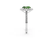 Oval Scalloped Halo Engagement Ring Setting for a Fancy Green Lab-Grown Diamond | Single Row Pave | Platinum