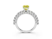 Radiant Cut Shared Prong Engagement Ring Setting for a Fancy Yellow Lab-Grown Diamond | Platinum