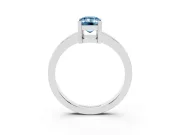 Fancy Blue Emerald Cut Diamond Solitaire Ring Set in Platinum with Prong Head and Smooth Polished Band