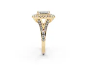 Emerald Cut Halo Split Shank Engagement Ring Setting | Yellow Gold