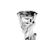 Fancy Black Oval Cut Diamond Solitaire Ring Set in Silver with Twisted Marquise Accent Band