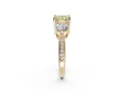 Princess Cut Three Stone Engagement Ring Setting for a Fancy Yellow Lab-Grown Diamond | Tapered Pave Band | Yellow Gold