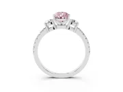Fancy Pink Three-Stone Pear Cut Diamond Pavé Band Ring Set in Silver with Prong Setting