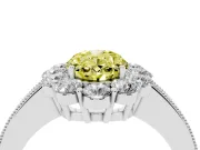 Oval Vintage Halo Engagement Ring Setting for a Fancy Yellow Lab-Grown Diamond | Platinum