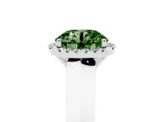 Round Halo Engagement Ring Setting for a Fancy Green Lab-Grown Diamond | Knife-Edge Band | Platinum