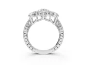 Pear-Shaped Vintage Three Stone Engagement Ring Setting | Graduated Pavé | White Gold