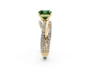 Asscher Cut Twisted Pavé Engagement Ring Setting for a Fancy Green Lab-Grown Diamond | Yellow Gold