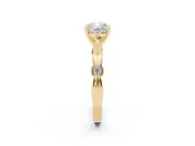 Cushion Cut Floral Solitaire Engagement Ring Setting | Sculpted Leaf Shoulders | Yellow Gold