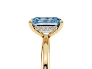 Emerald Cut Hidden Halo Ring Setting for a Fancy Blue Lab-Grown Diamond | Yellow Gold