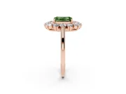 Emerald Cut Floral Double Halo Engagement Ring Setting for a Fancy Green Lab-Grown Diamond | Plain Band | Rose Gold