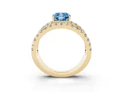 Cushion Cut Pavé Engagement Ring Setting for a Fancy Blue Lab-Grown Diamond | Yellow Gold - Design NV-24679