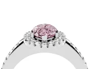 Marquise Pave Halo Engagement Ring Setting for a Fancy Pink Lab-Grown Diamond | Pave Band | Sterling Silver