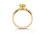 Fancy Yellow Round Cut Diamond Cluster Solitaire Ring Set in Yellow gold with Prong Setting