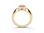 Oval Halo Engagement Ring Setting for a Fancy Pink Lab-Grown Diamond | Plain Band | Yellow Gold