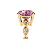 Round Milgrain Solitaire Engagement Ring Setting for a Fancy Pink Lab-Grown Diamond | Yellow Gold