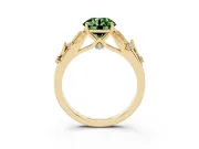 Round Leaf Solitaire Engagement Ring Setting for a Fancy Green Lab-Grown Diamond | Yellow Gold
