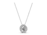 Round Lab-Grown Diamond Halo Pendant Necklace | Hidden Bail | Sterling Silver