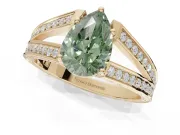 Pear-Shaped Split Shank Pavé Engagement Ring Setting for a Fancy Green Lab-Grown Diamond | Yellow Gold