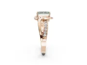 Radiant Cut Bypass Solitaire Engagement Ring Setting for a Fancy Green Lab-Grown Diamond | Pavé Strands | Rose Gold