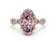Marquise Milgrain Halo Engagement Ring Setting for a Fancy Pink Lab-Grown Diamond | Graduated Shoulders | Rose Gold