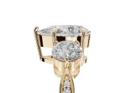 Pear-Shaped Three Stone Engagement Ring Setting | Tapered Pave Band | Yellow Gold