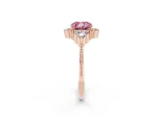 Cushion Cut Cluster Engagement Ring Setting for a Fancy Pink Lab-Grown Diamond | Rose Gold