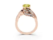 Fancy Yellow Princess Cut Diamond Solitaire Ring Set in Rose gold with Layered Twist Pavé Band
